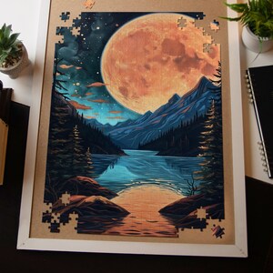 Jigsaw Puzzle, Landscape, Full Moon, Nature Jigsaw, 1000 Pieces, 100 Pieces, Adults, Family