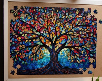 Tree of Life Jigsaw Puzzle Mosaic Puzzle for Adults & Kids | 1000+ Piece Tile Puzzle Colorful Nature Puzzle Gift for Friends