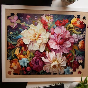Colorful Floral Art Jigsaw Puzzle: Family Fun, Unique Design