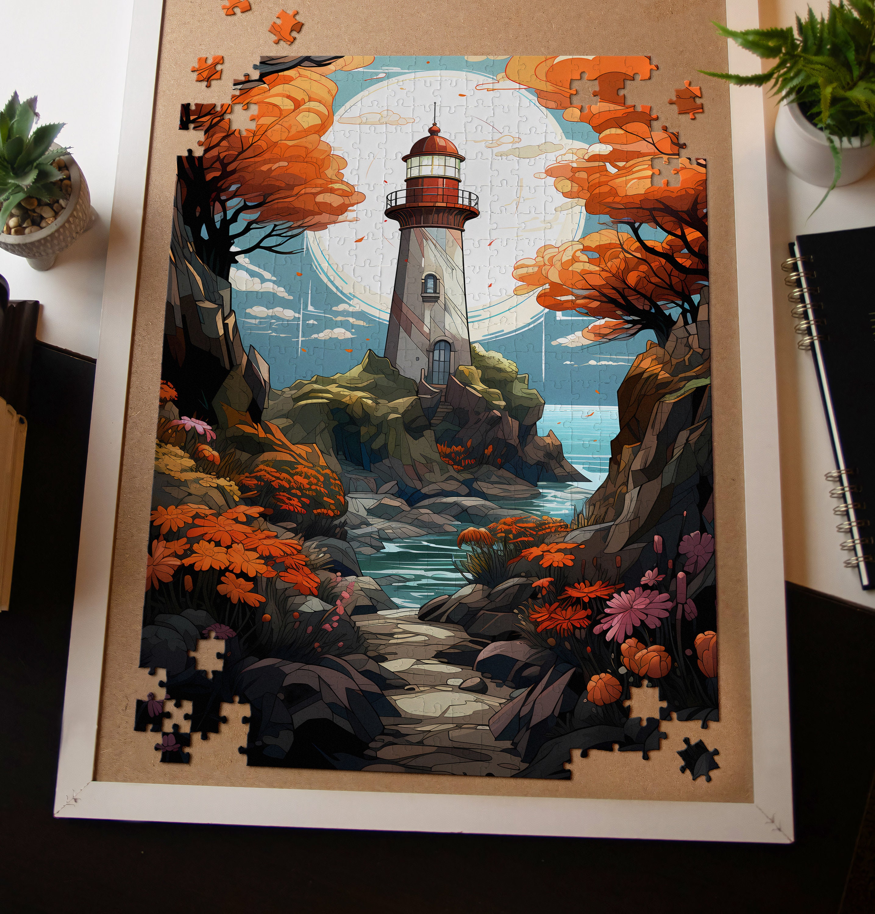 Secret Lighthouse Jigsaw Puzzles Adults Kids 1000+ Pieces | Autumn Landscape Fun Family Puzzle Nature Puzzle | Hobby Love