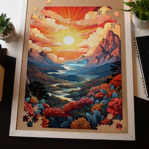 Puzzle 1000 Pieces Mountain Scene Sunset Jigsaw Puzzle Gift for Nature Lover Cool Puzzle