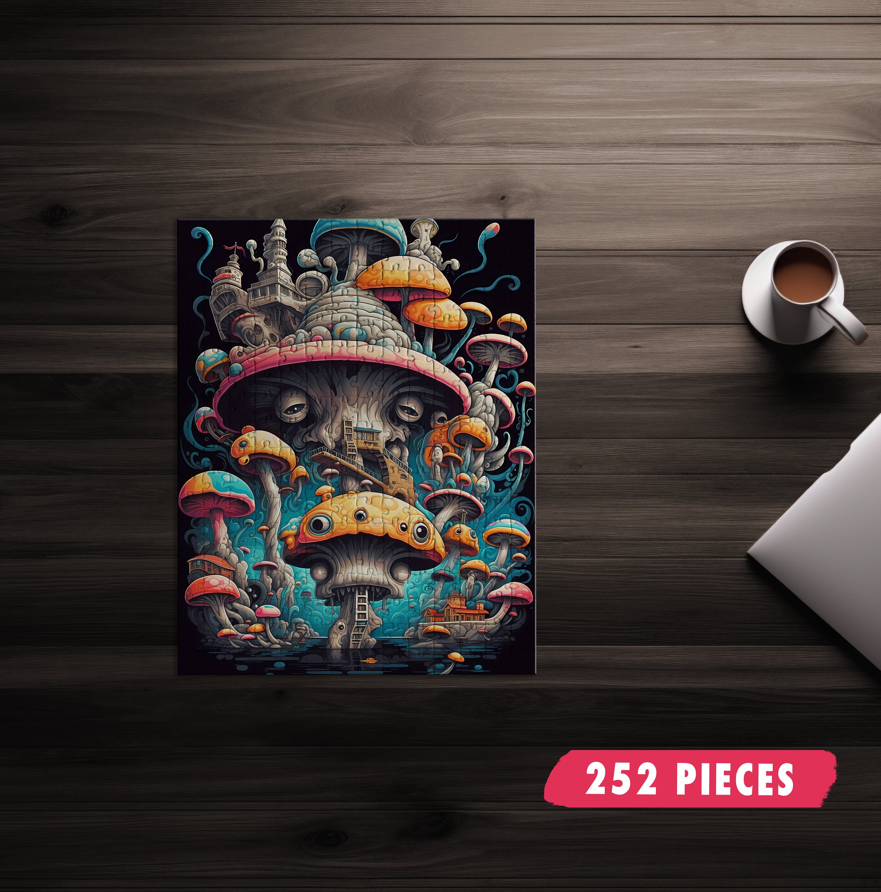 Weird Jigsaw Puzzles for Adults Trippy Shroom Puzzle 100 1000 Pieces Cottage Core Gifts for