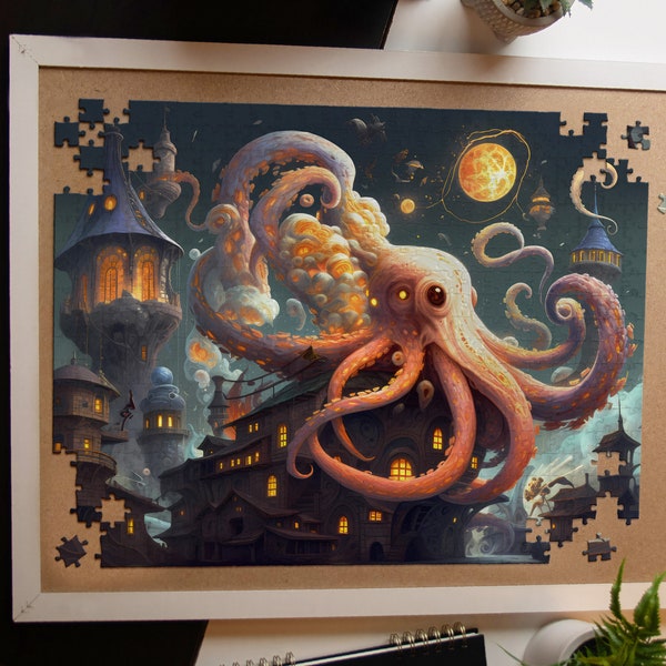 Octopus Jigsaw Puzzles Adults Kids 1000+ Pieces | Fantasy Animal Fun Family Puzzle Dream Puzzle | Puzzle Love Christmas Gift