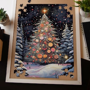 Christmas Tree Jigsaw Puzzles Adults Kids 1000+ Pieces | Snowy Landscape Fun Family Puzzle Colorful Puzzle | Puzzle Love Holiday Gift