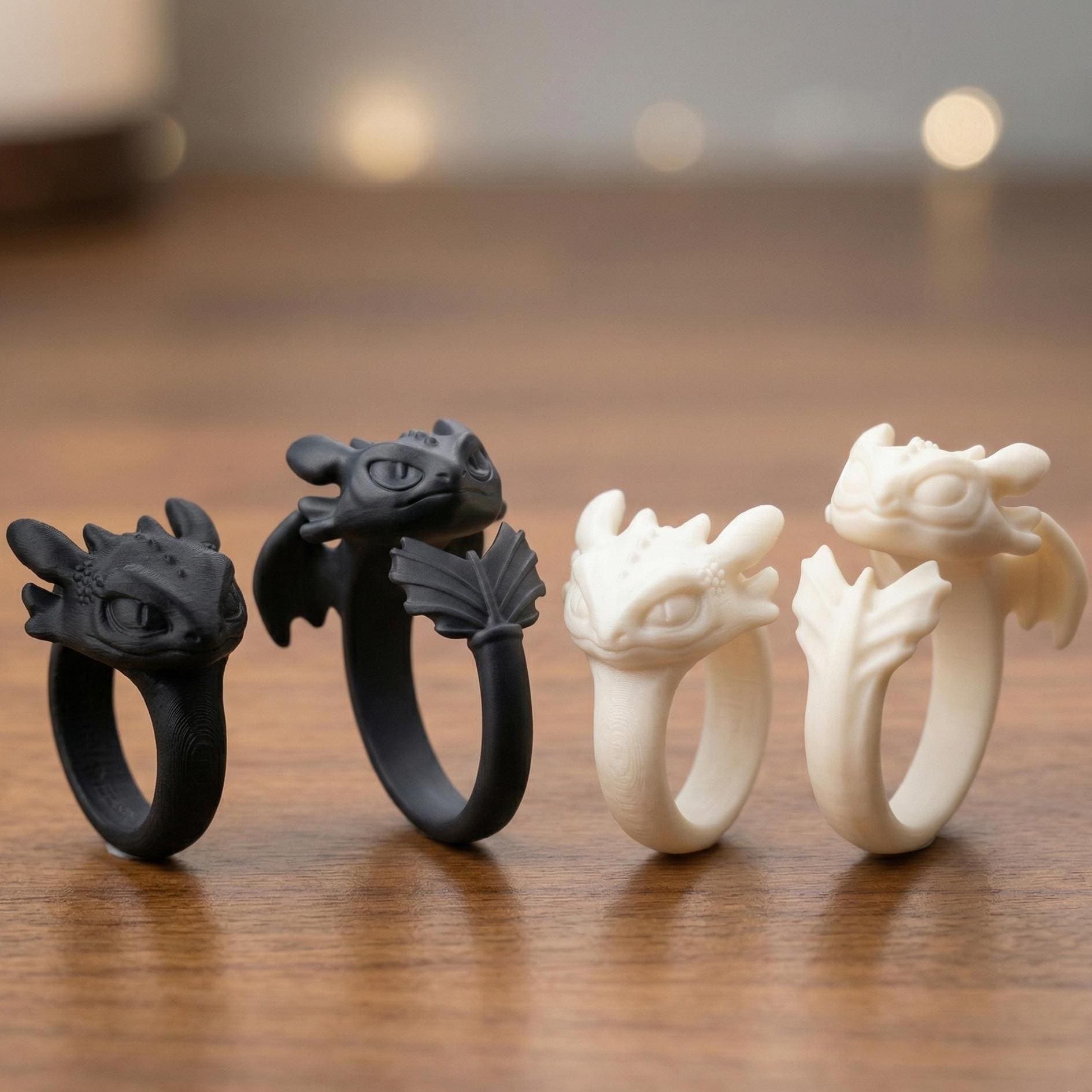 Two Dragon Rings Matching Dragon Rings STL File – Fantasy Couples Ring Set (digital ...