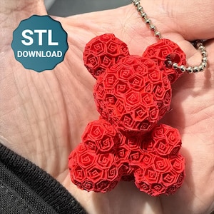 Rose Texture Teddy Bear Keychain STL File – 3D Printable Cute Gift for Valentine’s Day or Anniversary