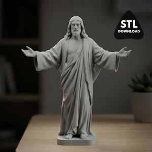Jesus Christ Open Arms Statue 3D Model | Religious Home Decor (STL Download)