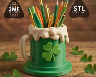 St. Patrick's Day Bierkrug-Stifthalter 3D-Druckmodell (Digitaler Download)