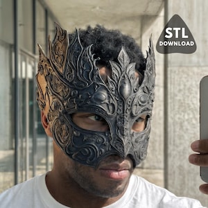 Máscara gótica de mascarada (archivo STL): corona de cosplay imprimible en 3D (descarga digital)