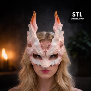 Archivo STL de máscara Kitsune – Cosplay de Flame Spirit, modelo para impresión 3D (descarga digital)