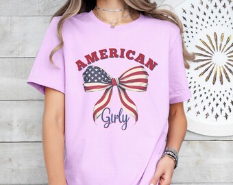 Amerikaans girly 4 juli-shirt: patriottisch coquette-shirt