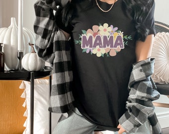 レトロな花柄ママTシャツ、母の日のためのママ用シャツ、ママTシャツ、母の日のためのママ用シャツ、ママTシャツ、母の日ギフト