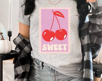 T-shirt zoete kers: retro fruit-T-shirt, zomermode