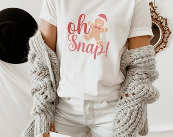 Kerst T-shirt, Oh Snap T-shirt, peperkoek T-shirt, kerstshirt, vakantiekleding, leuk kerst T-shirt, schattig kerst T-shirt
