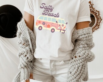 Salty Beach T-Shirt: Summer Vibes, Retro Van Graphic