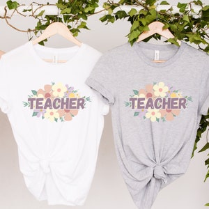 Wildflower Teacher Name Shirt, Custom Teacher TShirt, Personalized Teacher T Shirt, Gift for Teacher, Cute Teacher Tee, Groovy Teacher Shirt