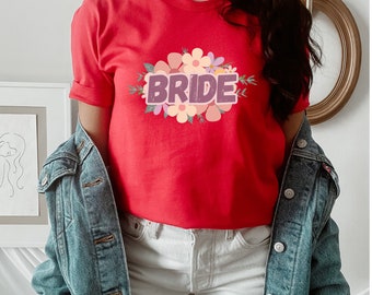 Shirt bruid, verlovingsshirt, huwelijksreisshirt, bruidscadeau, Wildflower bruiloft T-shirt, bruids douchecadeau, T-shirt Wildflower bruid, toekomstige mevrouw