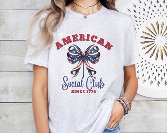 American Social Club-T-shirt: patriottische 4 juli Stars & Stripes