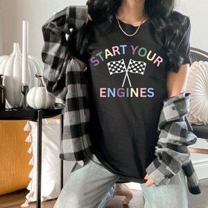 Start your engines unisex tshirt, checkered flag, fast cars shirt, beer shirt, raceday shirt, race day shirt, carb day, racing shirt
