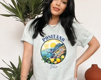 Maglietta Positano Italia: maglietta grafica con limoni della Costiera Amalfitana