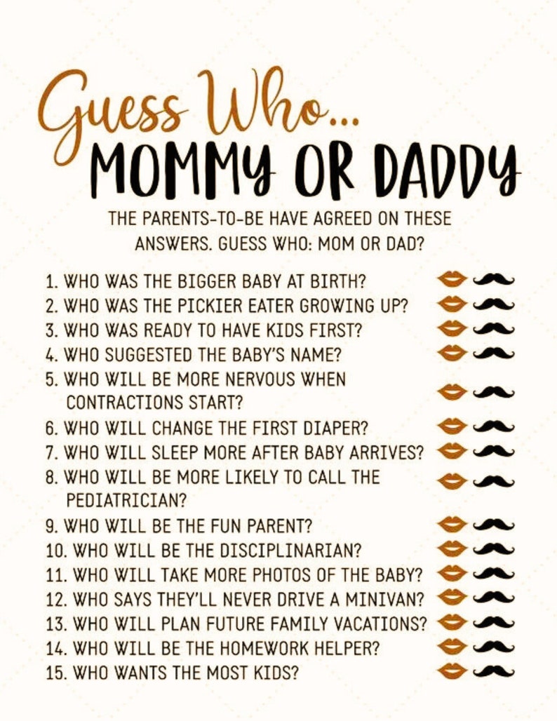 Instant Download Printable Guess Who Baby Shower Game Etsy UK