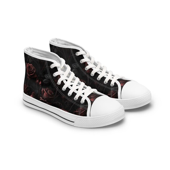 Women's High Top Sneakers Dark Roses - Etsy
