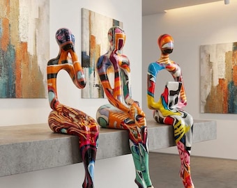 Abstrakt Skulpturset Färgglada Handgjorda Figurer Heminredning Boho Dekor Hylla Konst Moderna Figurer