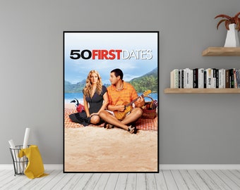 50 First Dates Movie Poster - High Quality Canvas Wall Art - Room Decor - 50 First Dates (2004) Poster for Gift