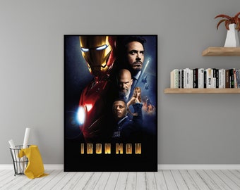 Iron Man Movie Poster - High Quality Canvas Wall Art - Room Decor - Iron Man Poster for Gift