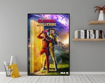 Affiche du film Deadpool et Wolverine - Art mural en toile de haute qualité - Décoration de chambre - Poster Deadpool et Wolverine (2024)