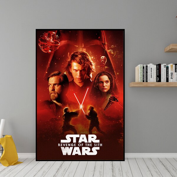 Star Wars III Revenge Of The Sith 2005 Movie Poster - High Quality Canvas Wall Art - Room Decor -  Star Wars III Poster for Gift