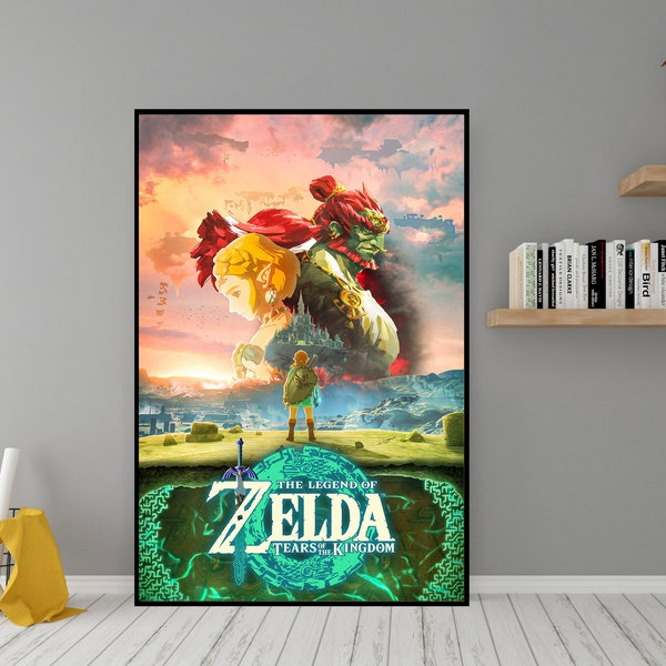 Poster Zelda rétro - oeuvre d'art murale en toile de haute qualité - décoration de chambre - poster Lengend Of Zelda Tears Of The Kingdom, poster pour cadeau