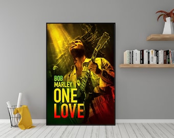 Affiche du film Bob Marley One Love - oeuvre d'art murale en toile de haute qualité - décoration de chambre - affiche Bob Marley One Love (2024) pour cadeau