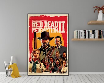 Red Dead Redombion 2 Poster - Videospiel Poster - RDR Poster - Hochwertige Leinwand Wandkunst - Raumdekor - RDR 2 Poster für Geschenk