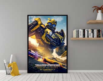 Poster du film Transformers : L'Ascension des bêtes - oeuvre d'art murale en toile de qualité - décoration de chambre - poster bourdon du film Transformers 2023 en cadeau