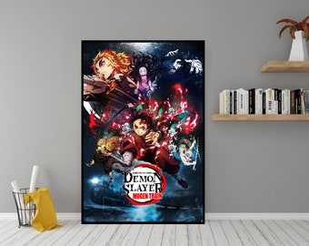 Affiche de film Mugen Train Arc Tengen Uzui pour Demon Slayer - Art mural en toile de haute qualité - Décoration de chambre - Poster Demon Slayer pour cadeau