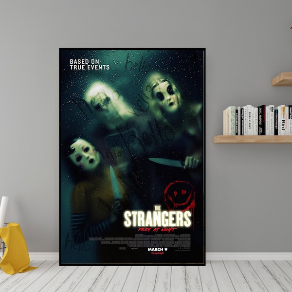 Affiche du film The Strangers Prey at Night - Art mural en toile de haute qualité - Décoration de chambre - Poster The Strangers Prey at Night (2018)
