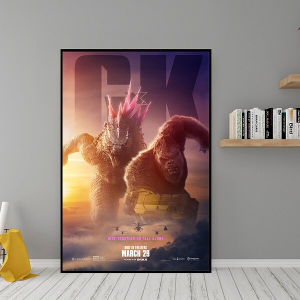 Godzilla x Kong The New Empire Movie Poster - High Quality Canvas Wall Art  - Room Decor - Godzilla x Kong Movie Poster Print for Gift