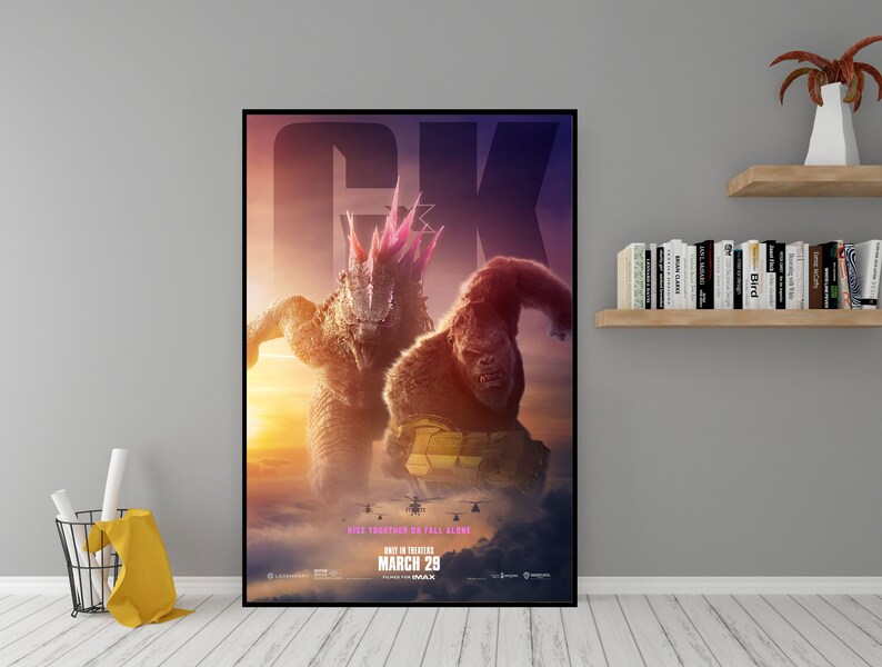 Godzilla x Kong The New Empire Movie Poster High Quality Canvas Wall Art Room Decor Godzilla x Kong Movie Poster Print for Gift image 1