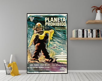 Forbidden Planet Movie Poster - High Quality Canvas Wall Art  - Room Decor - Forbidden Planet (1956) Poster Print for Gift