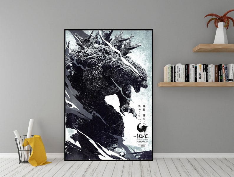 Poster Godzilla Minus One oeuvre d'art murale en toile de haute qualité décoration de chambre impression d'affiche de film Godzilla Minus One 2023 pour cadeau image 1