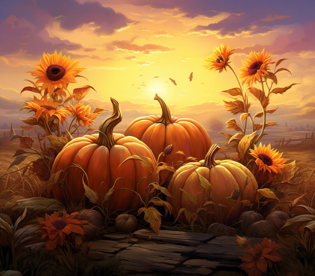 Pumpkin Sunflower Fall Farm PNG SVG Tumbler Printable Sublimation ...