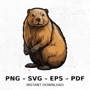 Beaver Wildlife SVG PNG Clipart | Sublimation Transparent Watercolor Cartoon Instant Download Elk River Prints Custom