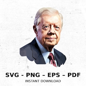 Presidente Jimmy Carter SVG PNG clipart | Sublimação Transparente Aquarela Cartoon Download Instantâneo Elk River Prints Personalizado