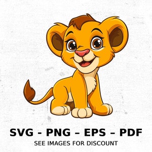 Lion African Cub Wildlife Big Cat King of the Jungle SVG PNG Clipart | Sublimation Transparent Watercolor Cartoon Download Elk River Prints
