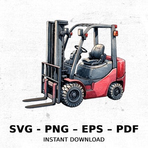 Truck Forklift Compact Warehouse Lift SVG PNG Clipart | Sublimation Transparent Watercolor Cartoon Instant Download Elk River Prints Custom