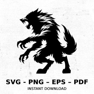 Cryptid Werewolf Lycanthrope SVG PNG Clipart | Sublimation Transparent Watercolor Cartoon Instant Download Elk River Prints Custom