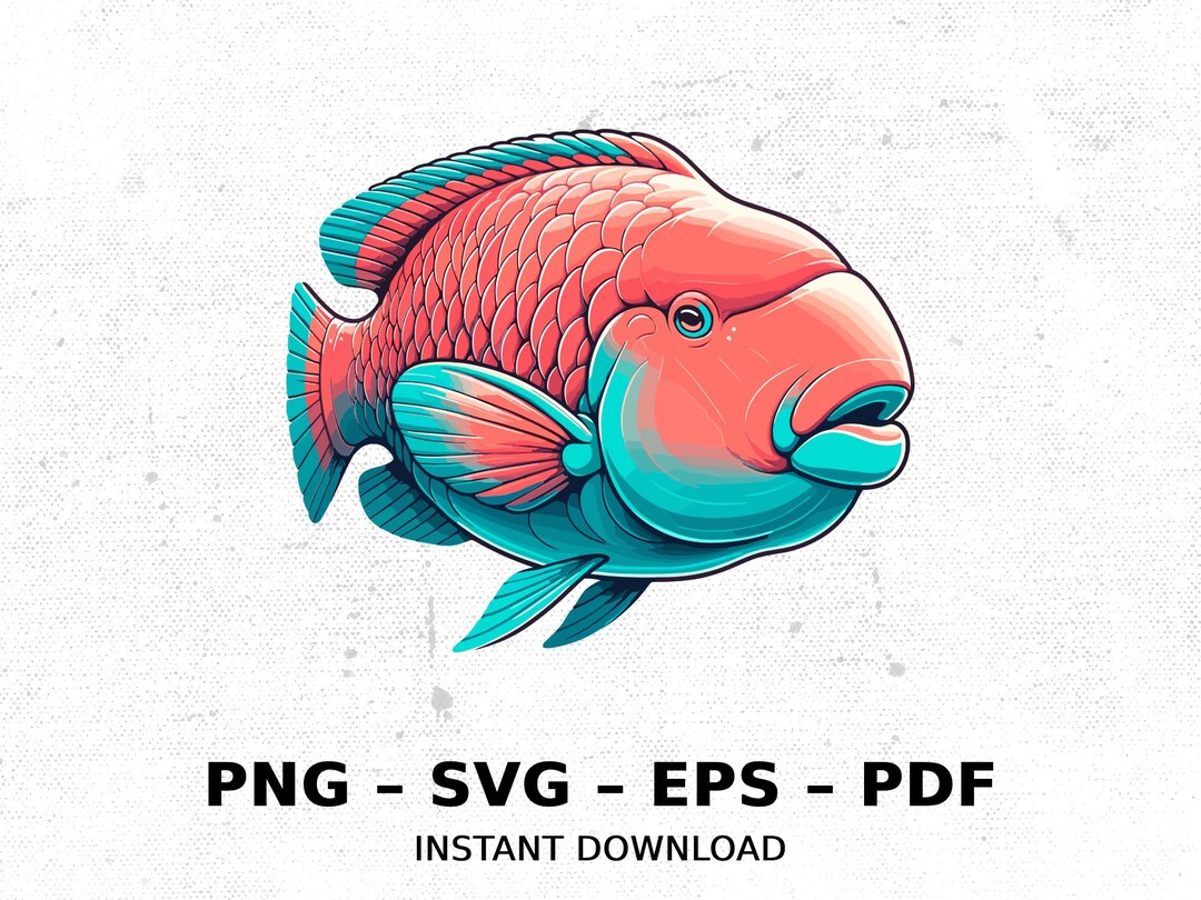 Fish Parrotfish SVG PNG Clipart Sublimation Transparent Watercolor