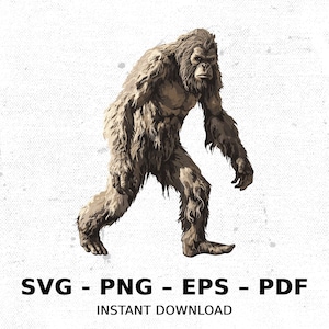 Cryptid Bigfoot Sasquatch SVG PNG Clipart | Sublimation Transparent Watercolor Cartoon Instant Download Elk River Prints Custom