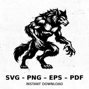 Cryptid Werewolf Lycanthrope SVG PNG Clipart | Sublimation Transparent Watercolor Cartoon Instant Download Elk River Prints Custom